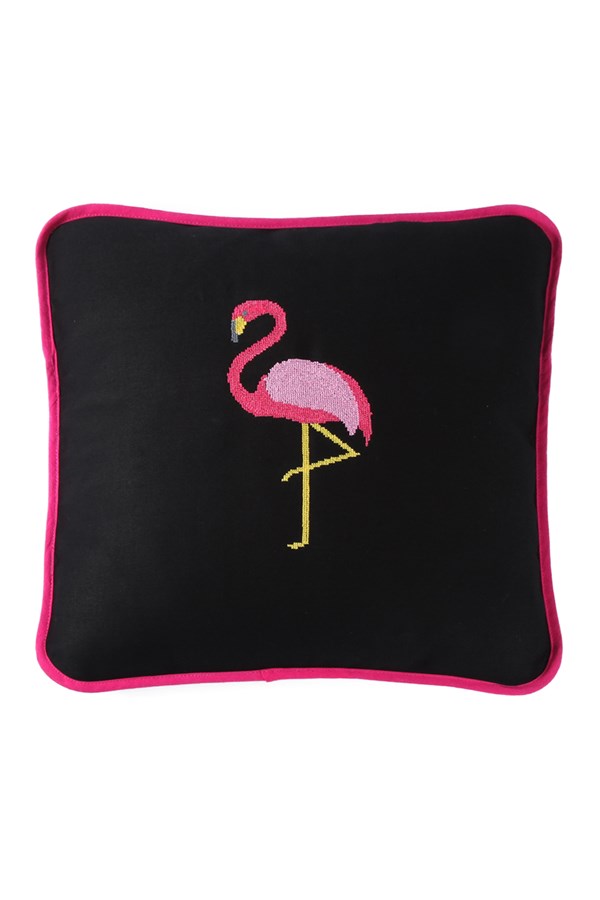 Kırlent Kılıfı Nakışlı Flamingo
